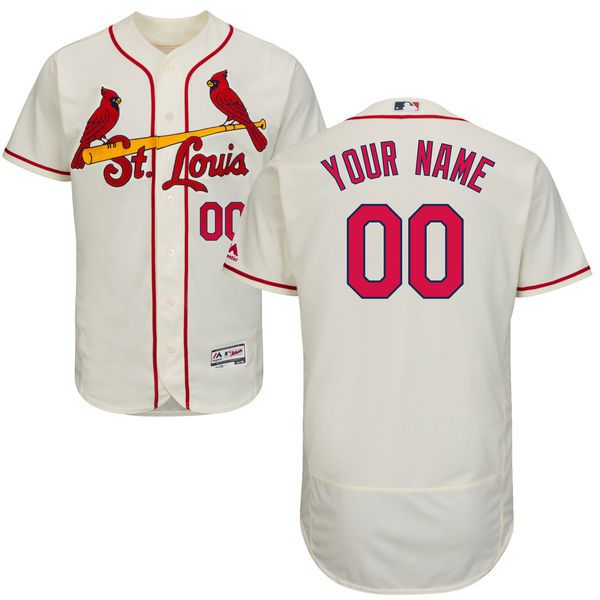 Men St. Louis Cardinals Majestic AlternateCream  Ivory Flex Base Authentic Collection Custom MLB Jersey->customized mlb jersey->Custom Jersey